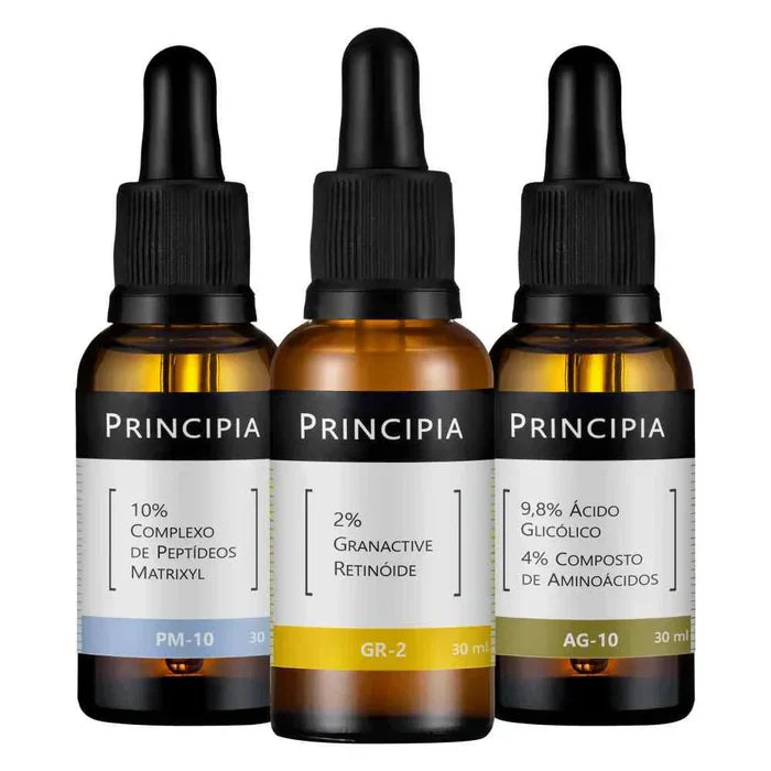 Kit 3 Séruns Glicólico + Peptídeos + Retinóide